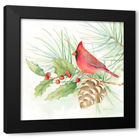 Winter Birds IV Cardinal Black Modern Wood Framed Art Print by Coulter, Cynthia