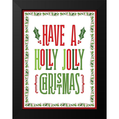 Colorful Christmas with border I Black Modern Wood Framed Art Print by Noonday Designs