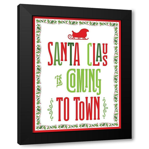 Colorful Christmas with border III Black Modern Wood Framed Art Print with Double Matting by Noonday Designs