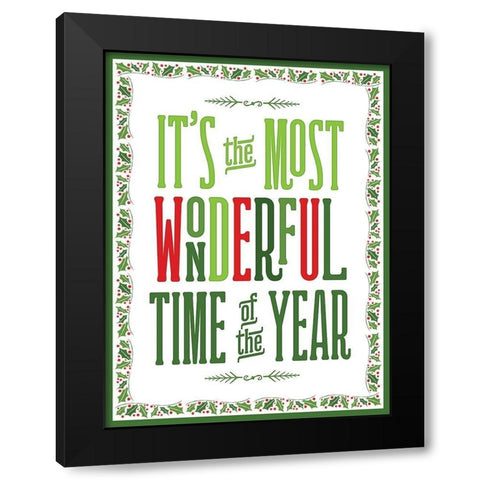 Colorful Christmas with border IV Black Modern Wood Framed Art Print by Noonday Designs