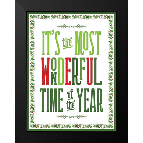 Colorful Christmas with border IV Black Modern Wood Framed Art Print by Noonday Designs