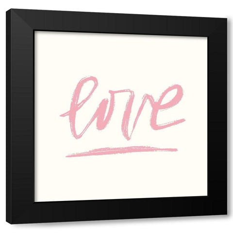 Love and Hearts Scribble I Black Modern Wood Framed Art Print with Double Matting by Noonday Design