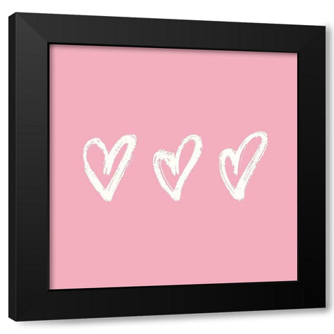 Love and Hearts Scribble II Black Modern Wood Framed Art Print by Noonday Design