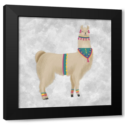 Lovely Llama III Black Modern Wood Framed Art Print by Noonday Design