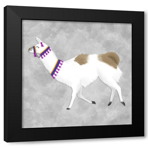 Lovely Llama IV Black Modern Wood Framed Art Print by Noonday Design