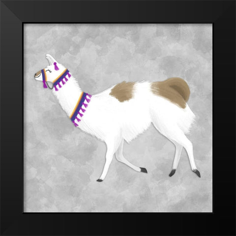 Lovely Llama IV Black Modern Wood Framed Art Print by Noonday Design