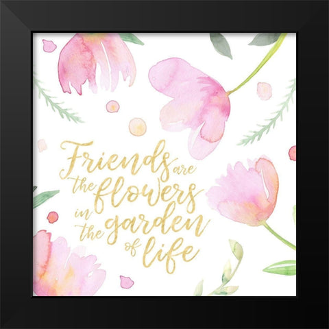 Soft Pink Flowers Friends II Black Modern Wood Framed Art Print by Noonday Design