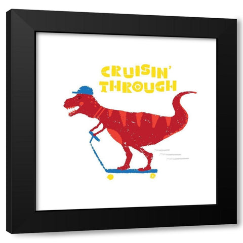Dinos on the Move IV Black Modern Wood Framed Art Print by Noonday Design