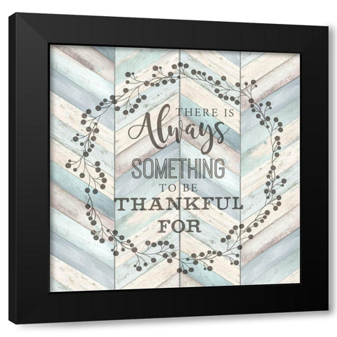 Always Thankful Chevron Black Modern Wood Framed Art Print by Tre Sorelle Studios