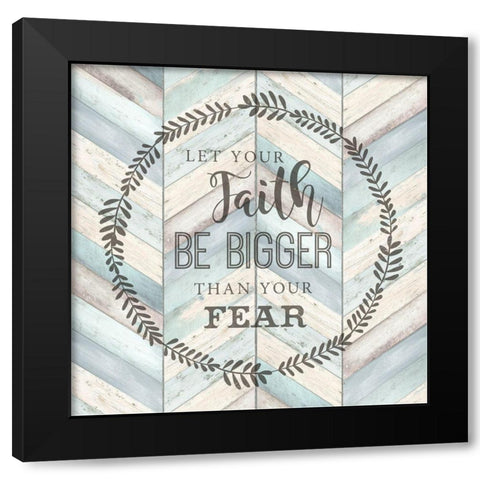 Let Your Faith Chevron Black Modern Wood Framed Art Print with Double Matting by Tre Sorelle Studios