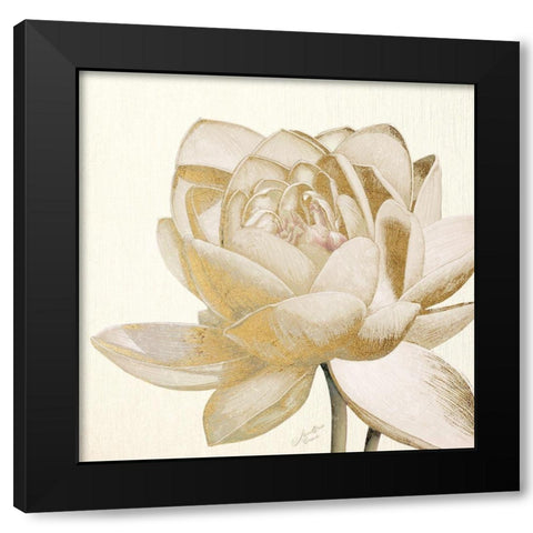 Vintage Lotus Cream II Black Modern Wood Framed Art Print with Double Matting by Cusson, Marie Elaine