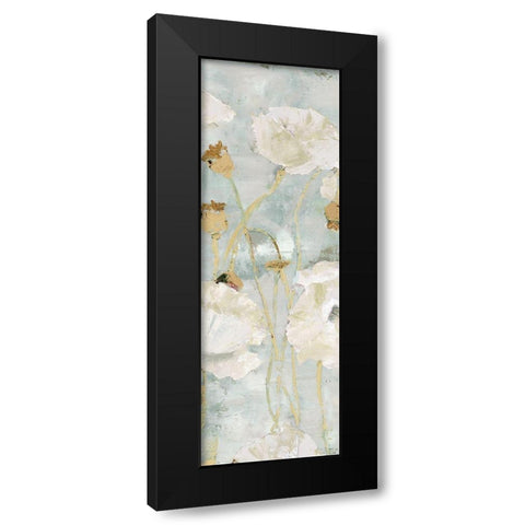 Poppies in the Wind Cream Panel I Black Modern Wood Framed Art Print with Double Matting by Cusson, Marie Elaine