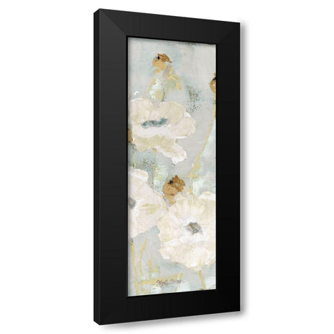 Poppies in the Wind Cream Panel II Black Modern Wood Framed Art Print by Cusson, Marie Elaine