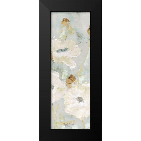 Poppies in the Wind Cream Panel II Black Modern Wood Framed Art Print by Cusson, Marie Elaine