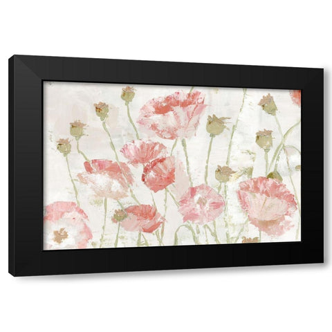 Poppies in the Wind Blush Landscape Black Modern Wood Framed Art Print by Cusson, Marie Elaine