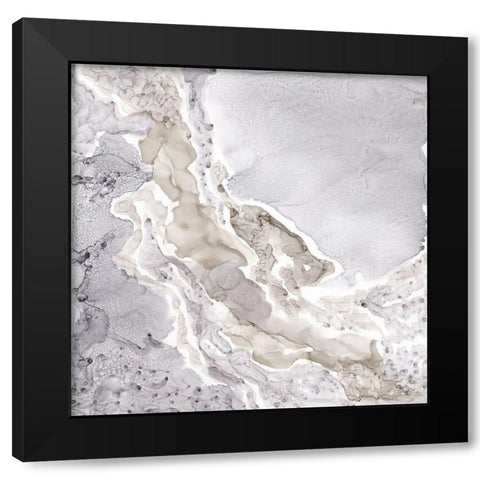 Silver and Grey Mineral Abstract Black Modern Wood Framed Art Print by Reed, Tara