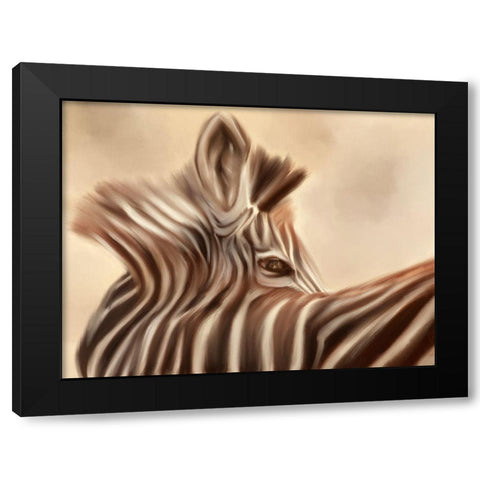 Zebra looking over shoulder Black Modern Wood Framed Art Print with Double Matting by Michal, Susan