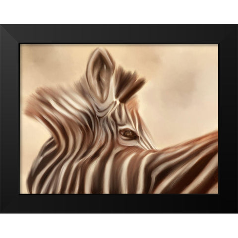 Zebra looking over shoulder Black Modern Wood Framed Art Print by Michal, Susan