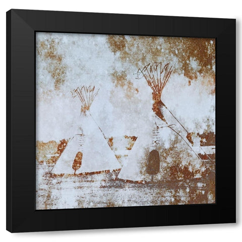 Textured Tipis Black Modern Wood Framed Art Print by Tyrrell, Lu Anne