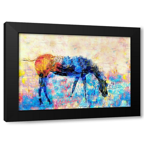 Mondrian Horse Black Modern Wood Framed Art Print by Tyrrell, Lu Anne