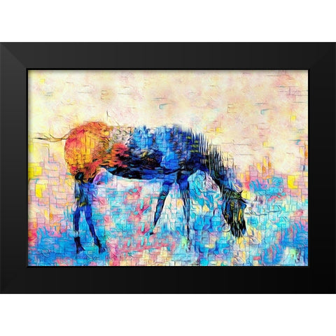 Mondrian Horse Black Modern Wood Framed Art Print by Tyrrell, Lu Anne
