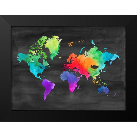 Map of Many Colors Black Modern Wood Framed Art Print by Noonday Design