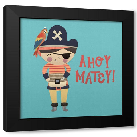 Ahoy Matey I Black Modern Wood Framed Art Print by Noonday Design