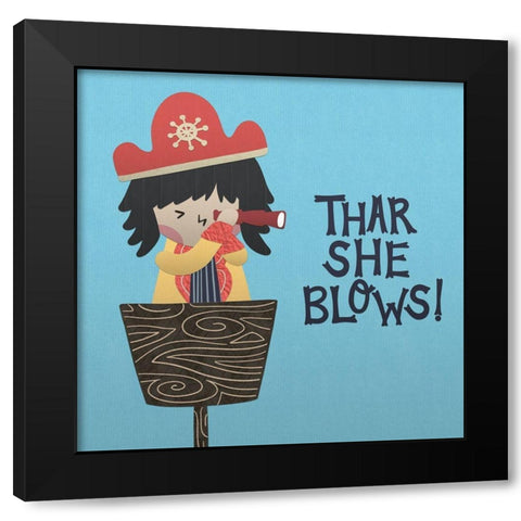Ahoy Matey II Black Modern Wood Framed Art Print with Double Matting by Noonday Design