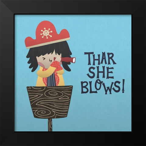 Ahoy Matey II Black Modern Wood Framed Art Print by Noonday Design