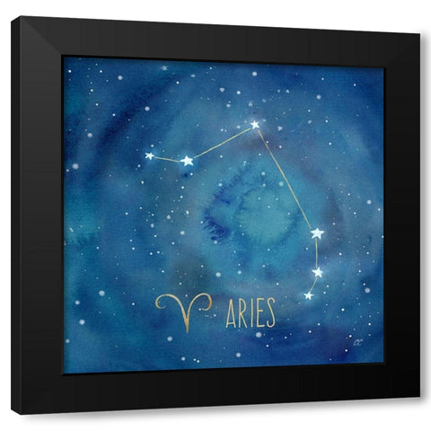 Star Sign Aries Black Modern Wood Framed Art Print with Double Matting by Coulter, Cynthia