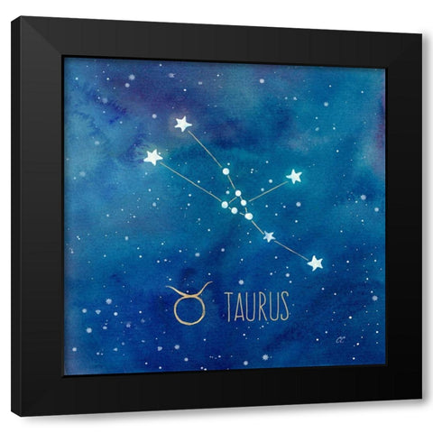 Star Sign Taurus Black Modern Wood Framed Art Print by Coulter, Cynthia