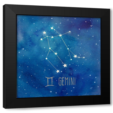 Star Sign Gemini Black Modern Wood Framed Art Print by Coulter, Cynthia