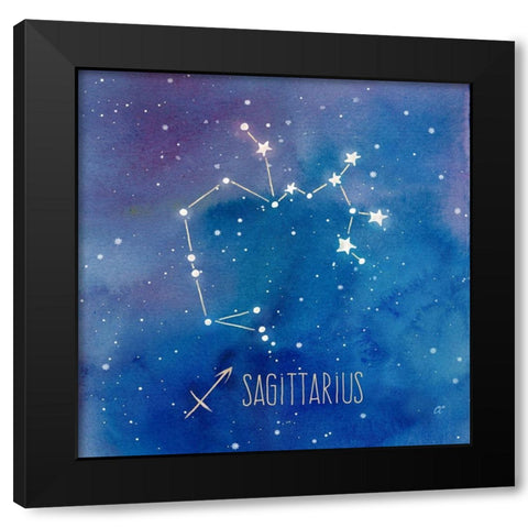 Star Sign Sagittarius Black Modern Wood Framed Art Print by Coulter, Cynthia