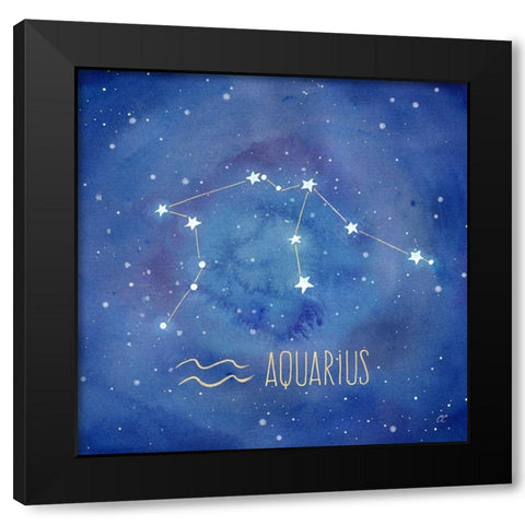 Star Sign Aquarius Black Modern Wood Framed Art Print by Coulter, Cynthia