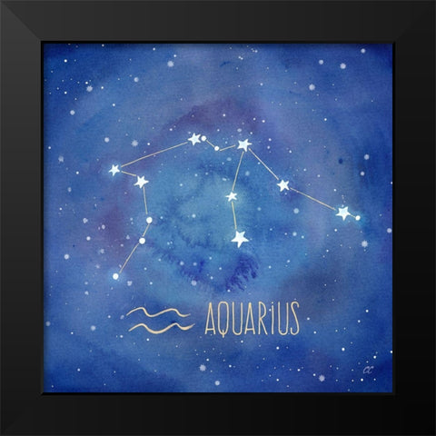 Star Sign Aquarius Black Modern Wood Framed Art Print by Coulter, Cynthia