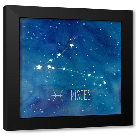Star Sign Pisces Black Modern Wood Framed Art Print with Double Matting by Coulter, Cynthia