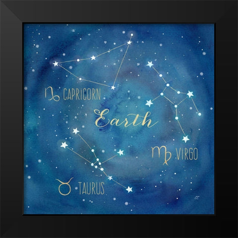 Star Sign Earth Black Modern Wood Framed Art Print by Coulter, Cynthia
