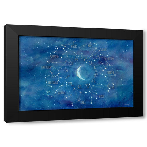 Star Sign with Moon Landscape Black Modern Wood Framed Art Print by Coulter, Cynthia