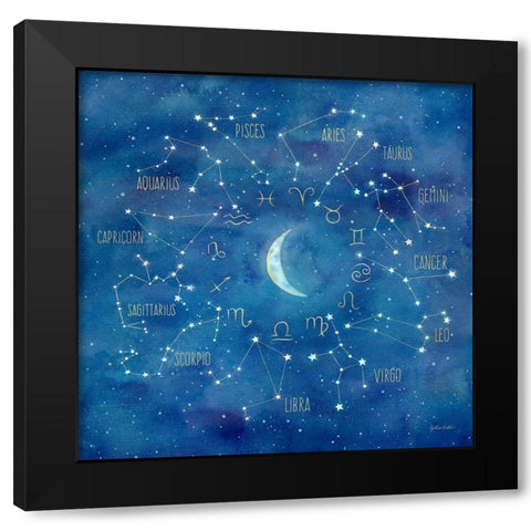 Star Sign with Moon Square Black Modern Wood Framed Art Print by Coulter, Cynthia