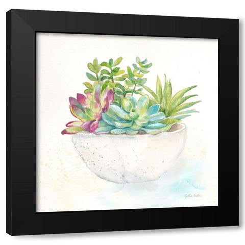 Sweet Succulent Pots II Black Modern Wood Framed Art Print with Double Matting by Coulter, Cynthia