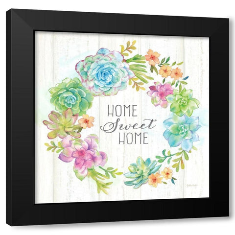 Sweet Succulents Wreath Home Black Modern Wood Framed Art Print by Coulter, Cynthia