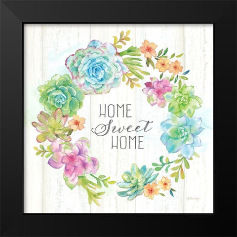 Sweet Succulents Wreath Home Black Modern Wood Framed Art Print by Coulter, Cynthia
