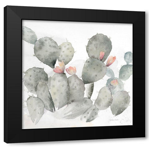 Cactus Garden Gray Blush I Black Modern Wood Framed Art Print with Double Matting by Coulter, Cynthia