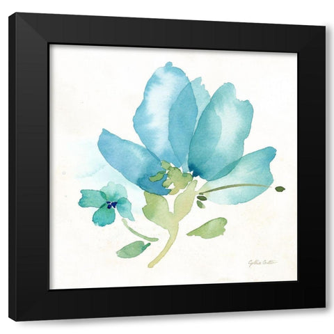 Blue Poppy Field Single II Black Modern Wood Framed Art Print with Double Matting by Coulter, Cynthia