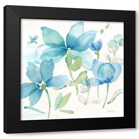 Blue Poppy Field II Black Modern Wood Framed Art Print with Double Matting by Coulter, Cynthia