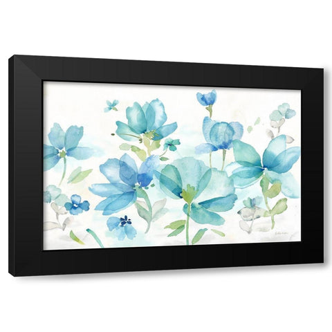 Blue Poppy Field Landscape Black Modern Wood Framed Art Print with Double Matting by Coulter, Cynthia