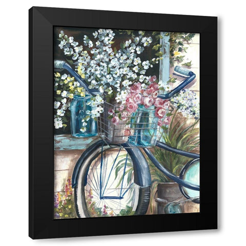 Vintage Bike and Mason Jar Black Modern Wood Framed Art Print by Tre Sorelle Studios