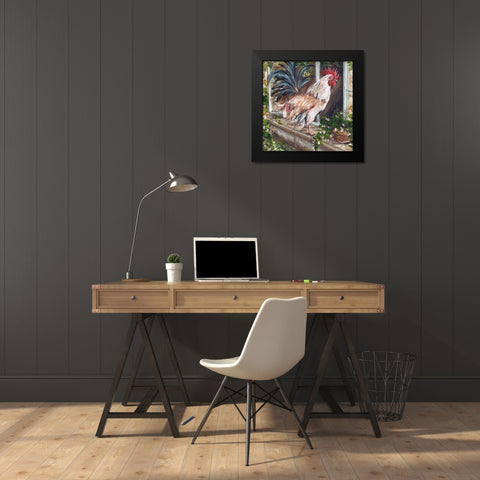 French Country Rooster Black Modern Wood Framed Art Print by Tre Sorelle Studios