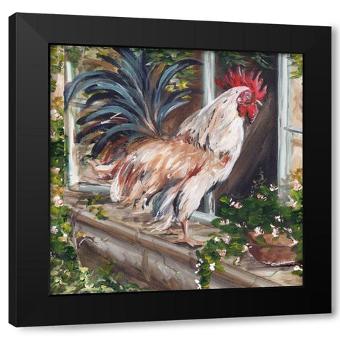 French Country Rooster Black Modern Wood Framed Art Print by Tre Sorelle Studios