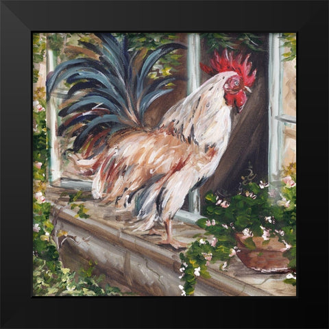 French Country Rooster Black Modern Wood Framed Art Print by Tre Sorelle Studios